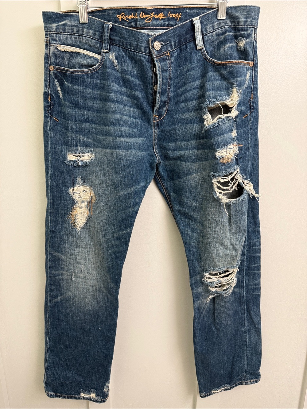 Ruehl No.925 Distressed Medium Blue Boyfriend Jeans